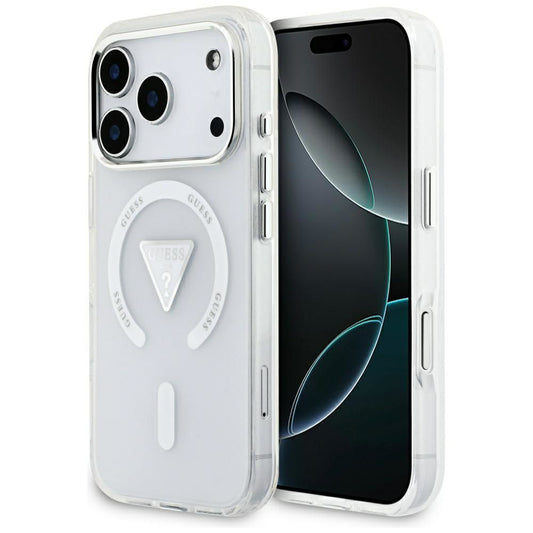 Puzdro MagSafe pre Apple iPhone 17 Pro, Guess, IML Gradient Triangle Logo, Transparent