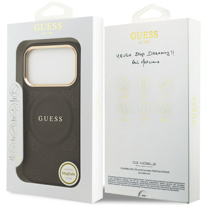Puzdro MagSafe pre Apple iPhone 17 Pro, Guess, Peony Hot Stamp, Hnedé