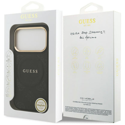 Puzdro MagSafe pre Apple iPhone 17 Pro, Guess, Peony Hot Stamp, Čierne