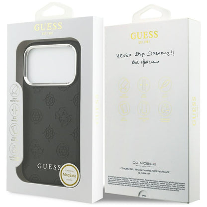 Puzdro MagSafe pre Apple iPhone 17 Pro, Guess, Peony Hot Stamp Script, Čierne