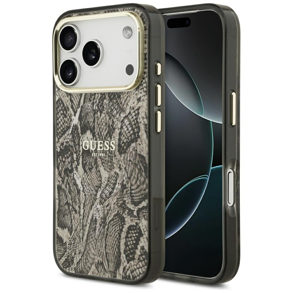 Puzdro MagSafe pre Apple iPhone 17 Pro, Guess, Python Pattern, Hnedé