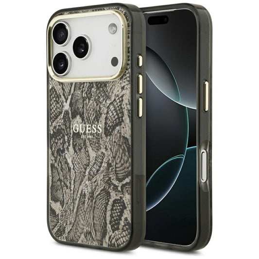 Puzdro MagSafe pre Apple iPhone 17 Pro, Guess, Python Pattern, Hnedé