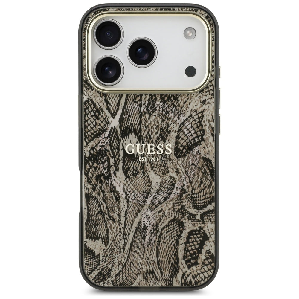 Puzdro MagSafe pre Apple iPhone 17 Pro, Guess, Python Pattern, Hnedé