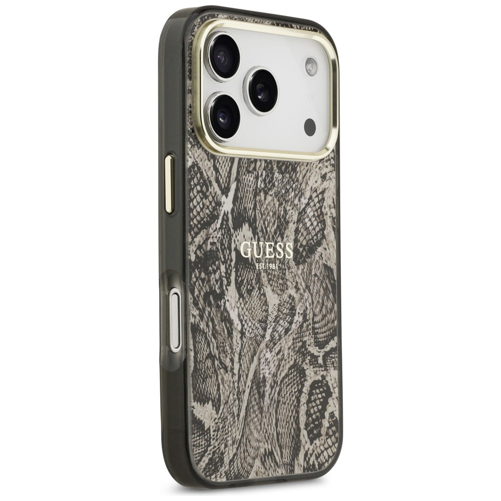 Puzdro MagSafe pre Apple iPhone 17 Pro, Guess, Python Pattern, Hnedé
