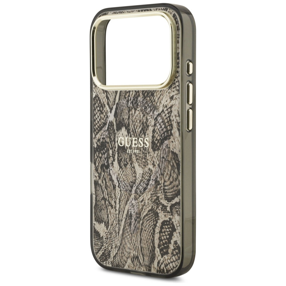 Puzdro MagSafe pre Apple iPhone 17 Pro, Guess, Python Pattern, Hnedé