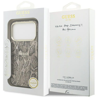 Puzdro MagSafe pre Apple iPhone 17 Pro, Guess, Python Pattern, Hnedé