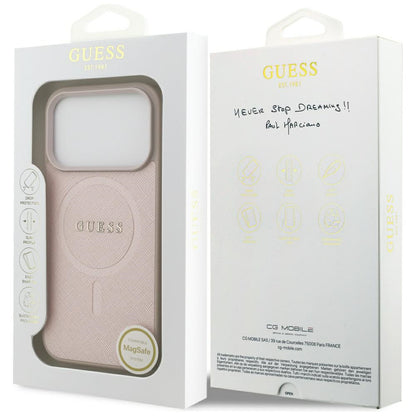 MagSafe Case for Apple iPhone 17 Pro, Guess, Saffiano Classic Logo, Pink