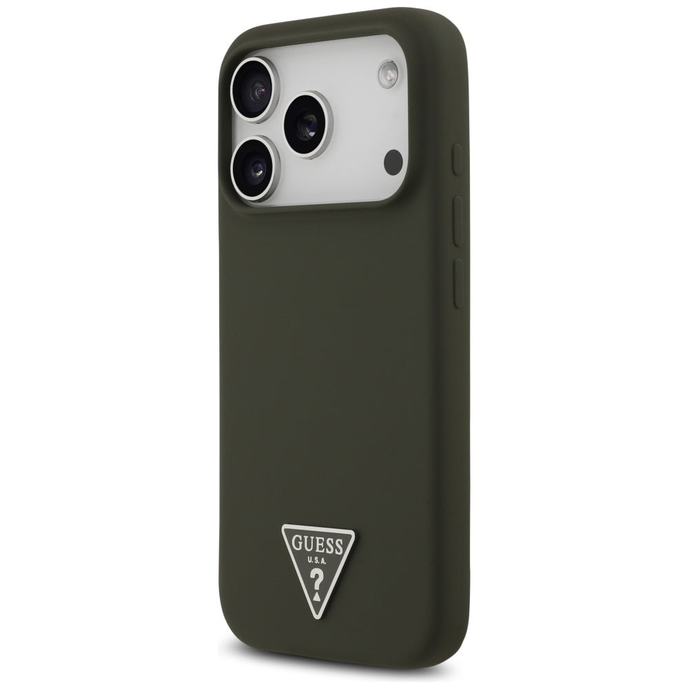 Puzdro MagSafe pre Apple iPhone 17 Pro, Guess, Triangle Logo, Kaki