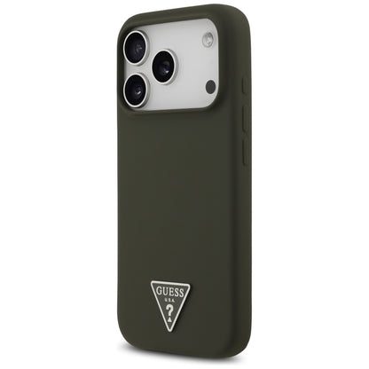 Puzdro MagSafe pre Apple iPhone 17 Pro, Guess, Triangle Logo, Kaki