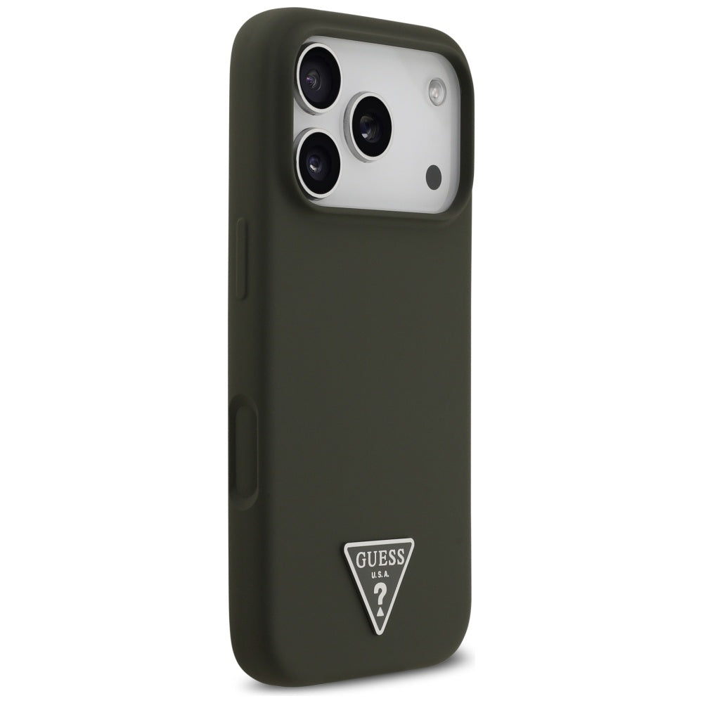 Puzdro MagSafe pre Apple iPhone 17 Pro, Guess, Triangle Logo, Kaki