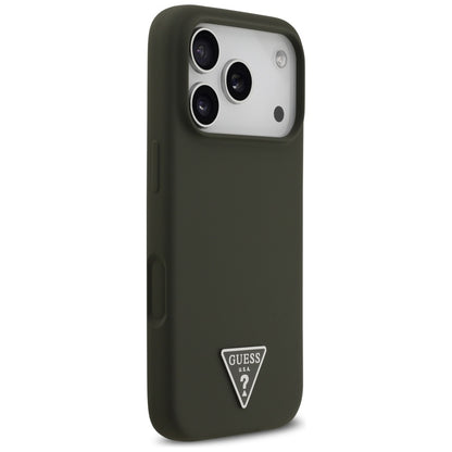 Puzdro MagSafe pre Apple iPhone 17 Pro, Guess, Triangle Logo, Kaki