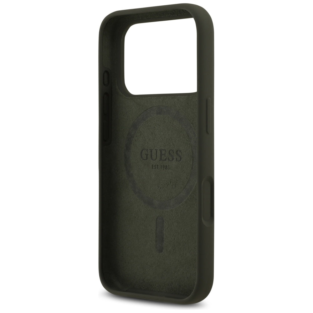 Puzdro MagSafe pre Apple iPhone 17 Pro, Guess, Triangle Logo, Kaki