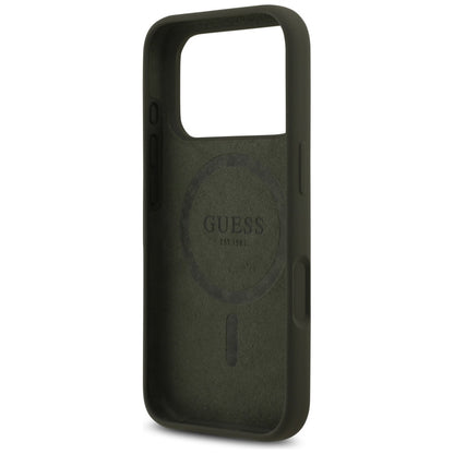 Puzdro MagSafe pre Apple iPhone 17 Pro, Guess, Triangle Logo, Kaki