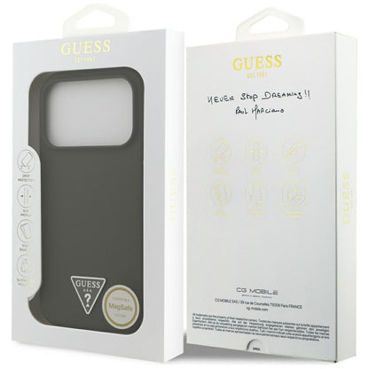 Puzdro MagSafe pre Apple iPhone 17 Pro, Guess, Triangle Logo, Kaki
