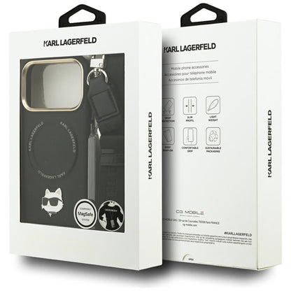 Puzdro MagSafe pre Apple iPhone 17 Pro, Karl Lagerfeld, Big Strap Choupette Metal Logo, Čierne