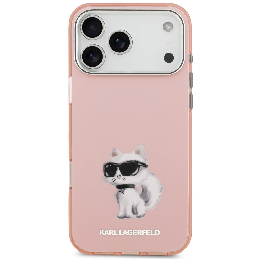 Puzdro MagSafe pre Apple iPhone 17 Pro, Karl Lagerfeld, IML Aquarelle Logo Choupette, Ružová