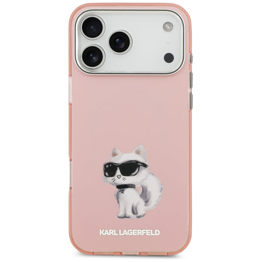 Puzdro MagSafe pre Apple iPhone 17 Pro, Karl Lagerfeld, IML Aquarelle Logo Choupette, Ružová
