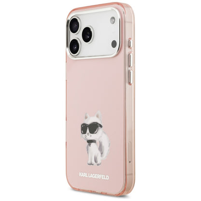 Puzdro MagSafe pre Apple iPhone 17 Pro, Karl Lagerfeld, IML Aquarelle Logo Choupette, Ružová