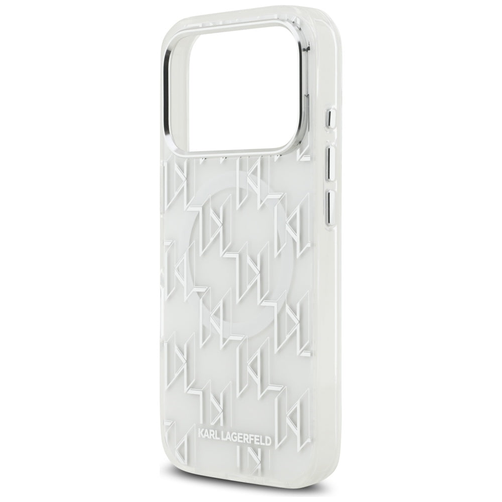 MagSafe Case for Apple iPhone 17 Pro, Karl Lagerfeld, IML KL Monogram, White