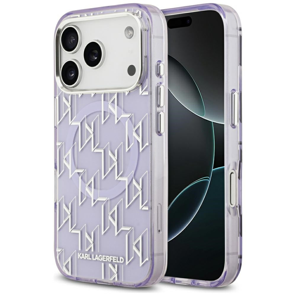 Puzdro MagSafe pre Apple iPhone 17 Pro, Karl Lagerfeld, IML KL Monogram, Fialová