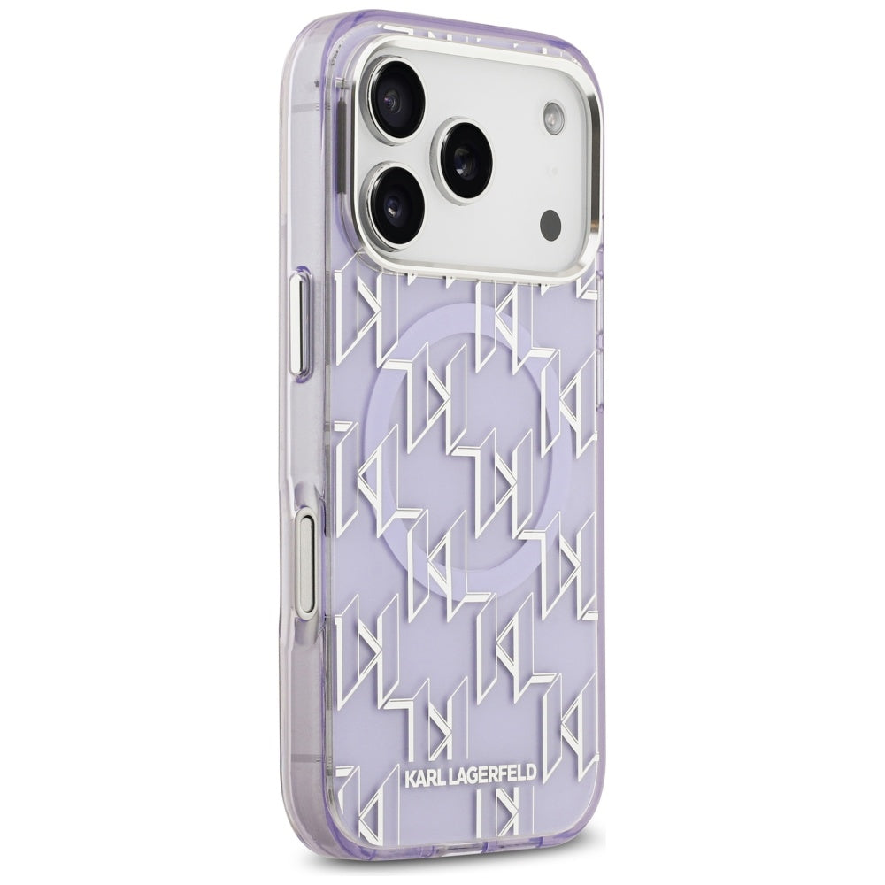 Puzdro MagSafe pre Apple iPhone 17 Pro, Karl Lagerfeld, IML KL Monogram, Fialová