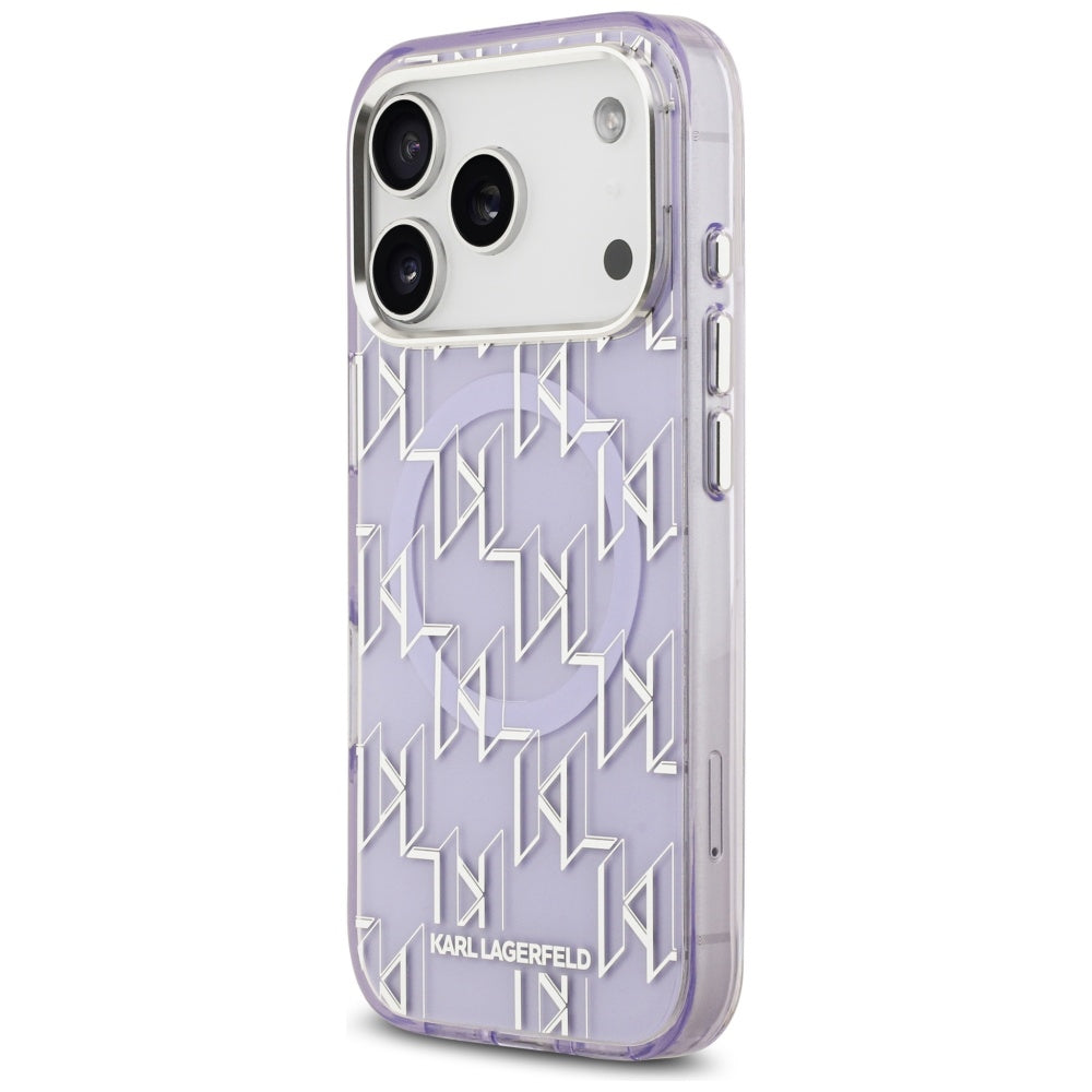 Puzdro MagSafe pre Apple iPhone 17 Pro, Karl Lagerfeld, IML KL Monogram, Fialová