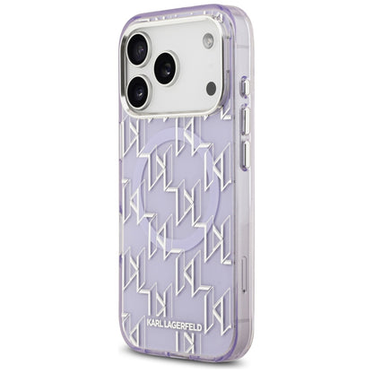 Puzdro MagSafe pre Apple iPhone 17 Pro, Karl Lagerfeld, IML KL Monogram, Fialová