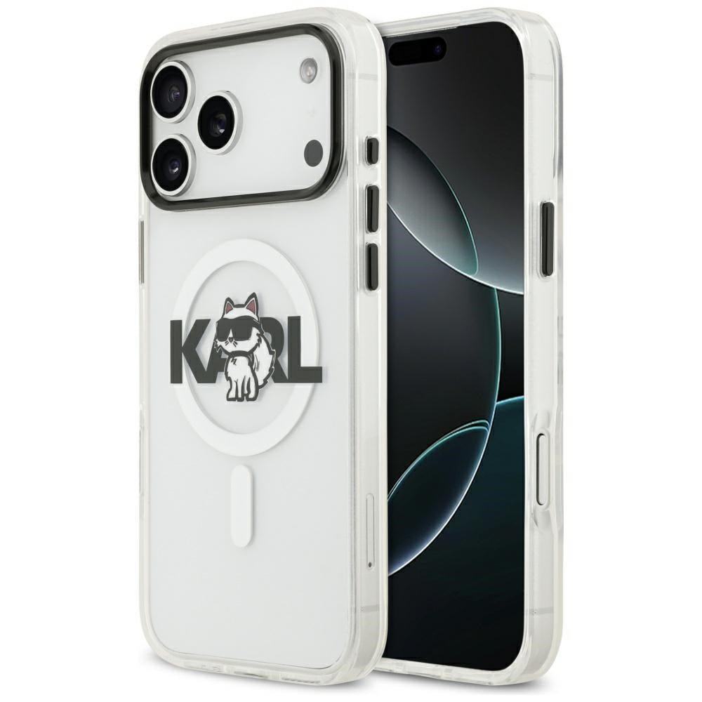 Puzdro MagSafe pre Apple iPhone 17 Pro, Karl Lagerfeld, IML Sketch Logo Choupette, Priehľadné
