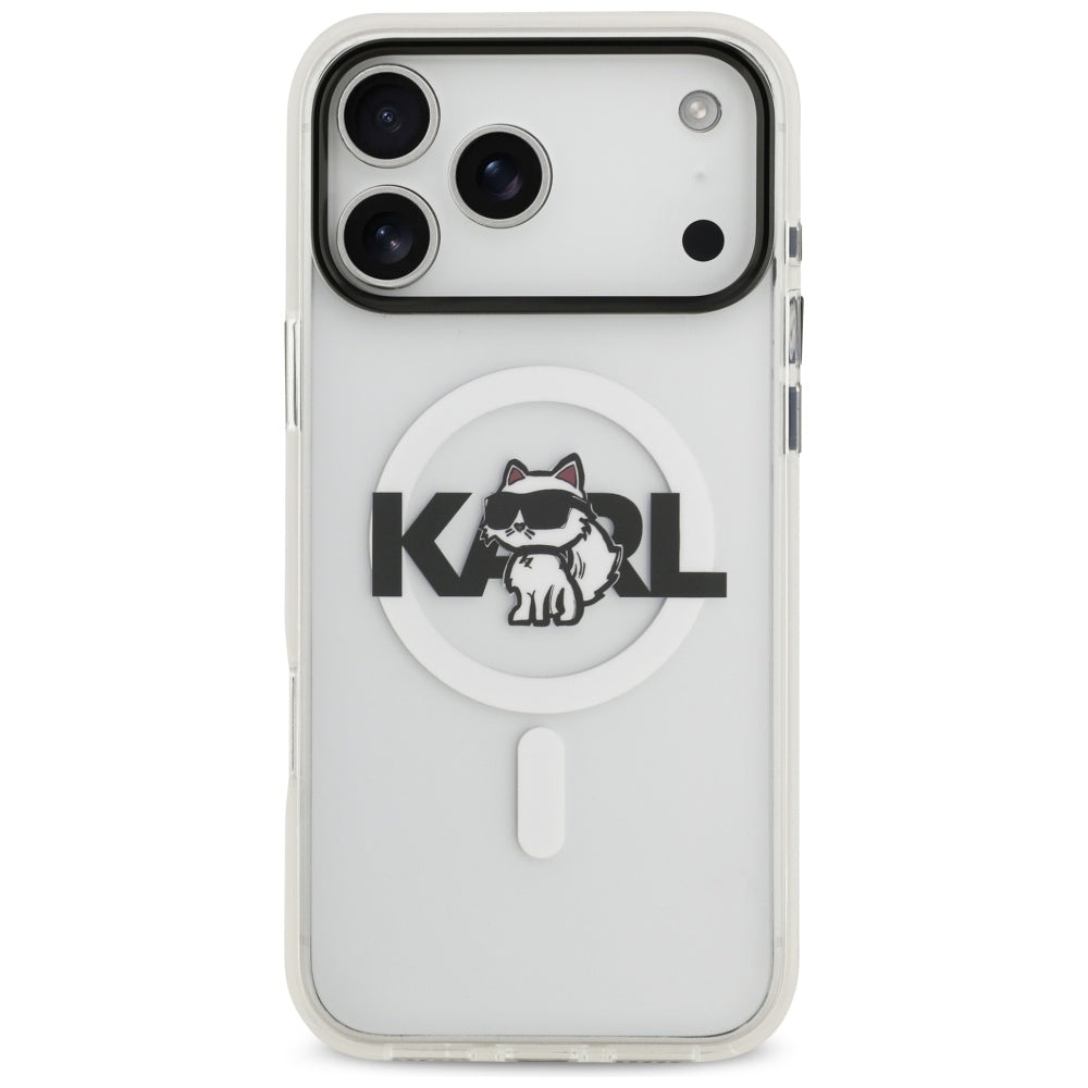 Puzdro MagSafe pre Apple iPhone 17 Pro, Karl Lagerfeld, IML Sketch Logo Choupette, Priehľadné