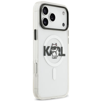 Puzdro MagSafe pre Apple iPhone 17 Pro, Karl Lagerfeld, IML Sketch Logo Choupette, Priehľadné