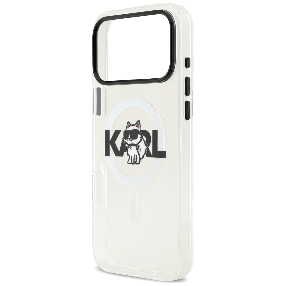 Puzdro MagSafe pre Apple iPhone 17 Pro, Karl Lagerfeld, IML Sketch Logo Choupette, Priehľadné