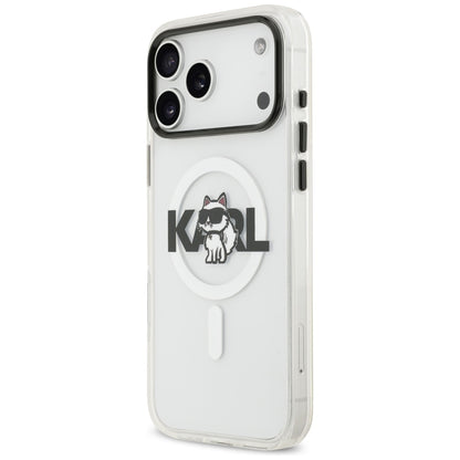 Puzdro MagSafe pre Apple iPhone 17 Pro, Karl Lagerfeld, IML Sketch Logo Choupette, Priehľadné