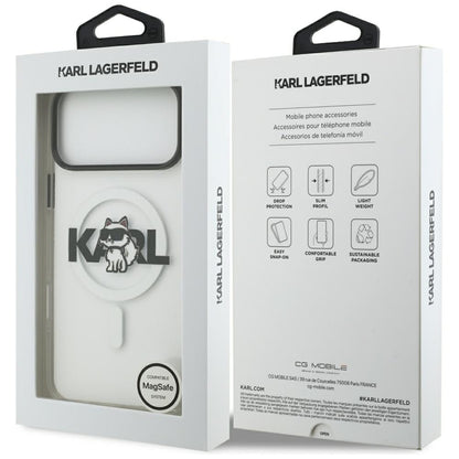 Puzdro MagSafe pre Apple iPhone 17 Pro, Karl Lagerfeld, IML Sketch Logo Choupette, Priehľadné