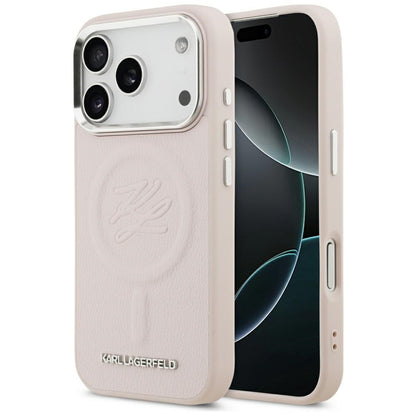 Puzdro MagSafe pre Apple iPhone 17 Pro, Karl Lagerfeld, Initial & Metal Logo, Ružové