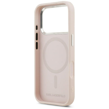 Puzdro MagSafe pre Apple iPhone 17 Pro, Karl Lagerfeld, Initial & Metal Logo, Ružové