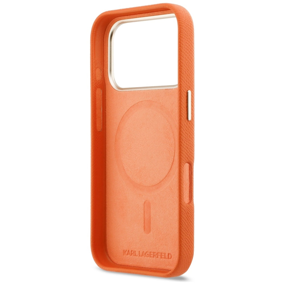 Puzdro MagSafe pre Apple iPhone 17 Pro, Karl Lagerfeld, Karl Head Logo, Oranžové