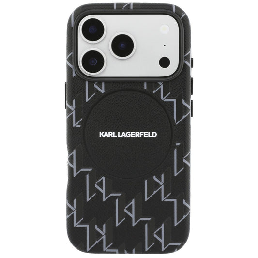 Puzdro MagSafe pre Apple iPhone 17 Pro, Karl Lagerfeld, KL Monogram Logo, Čierne