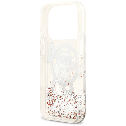 Puzdro MagSafe pre Apple iPhone 17 Pro, Karl Lagerfeld, Liquid Glitter Choupette Logo, Transparentné