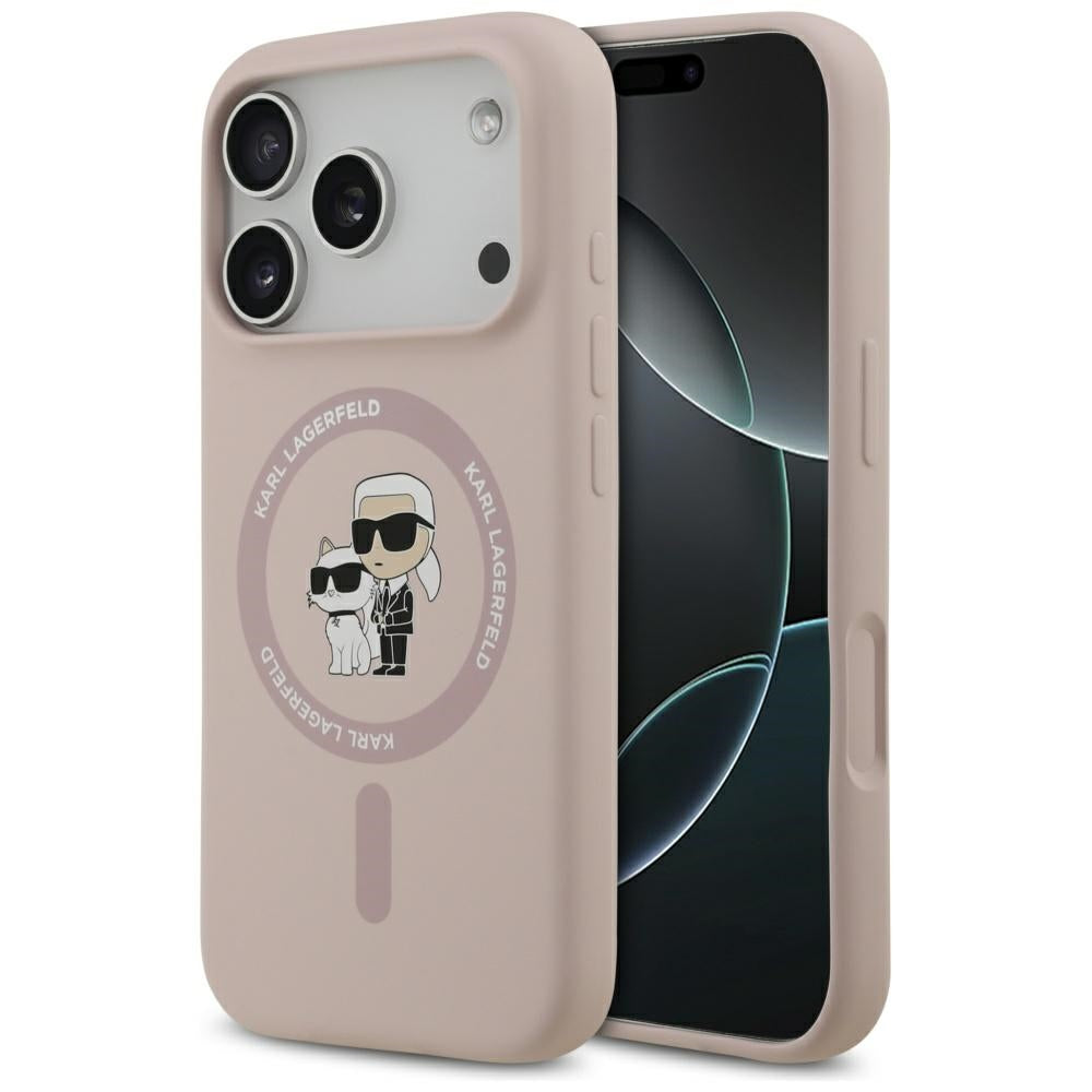 Puzdro MagSafe pre Apple iPhone 17 Pro, Karl Lagerfeld, Ring Karl & Choupette, Ružová