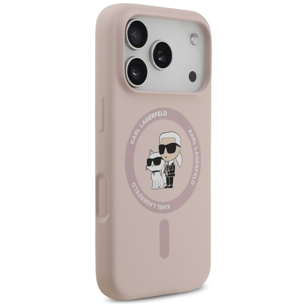 Puzdro MagSafe pre Apple iPhone 17 Pro, Karl Lagerfeld, Ring Karl & Choupette, Ružová