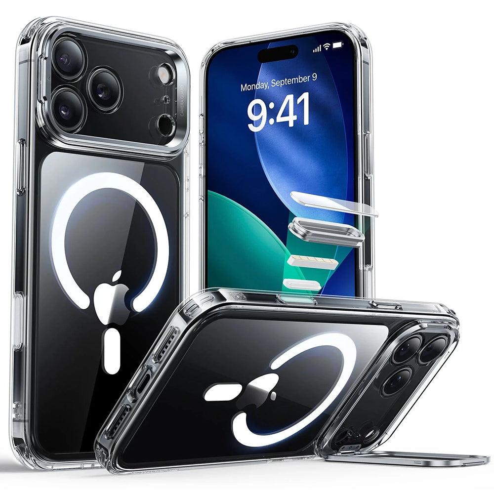 Puzdro MagSafe pre Apple iPhone 17 Pro Max, ESR, Classic Hybrid Kickstand, Priehľadné
