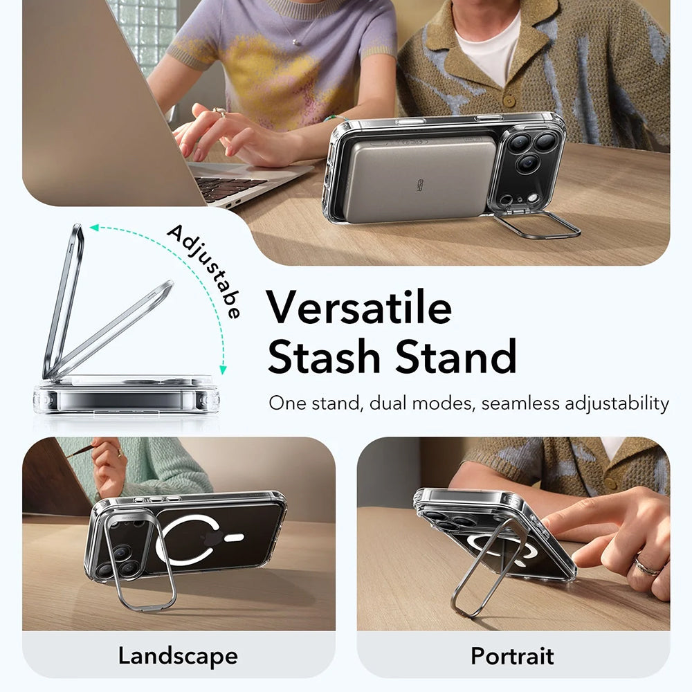 Puzdro MagSafe pre Apple iPhone 17 Pro Max, ESR, Classic Hybrid Kickstand, Priehľadné