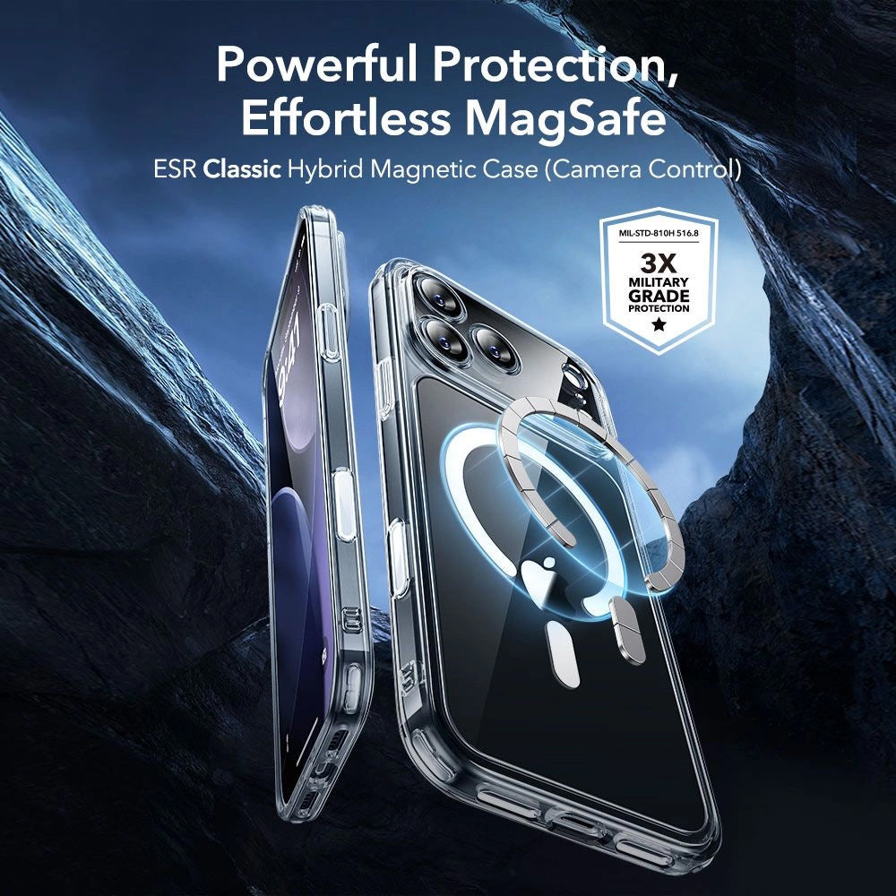 Puzdro MagSafe pre Apple iPhone 17 Pro Max, ESR, Classic Hybrid so Screen Protector, Transparentné