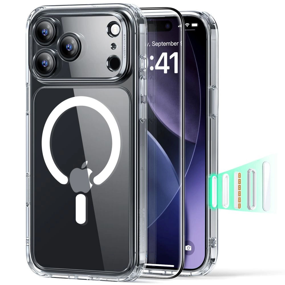 Puzdro MagSafe pre Apple iPhone 17 Pro Max, ESR, Classic Hybrid so Screen Protector, Transparentné