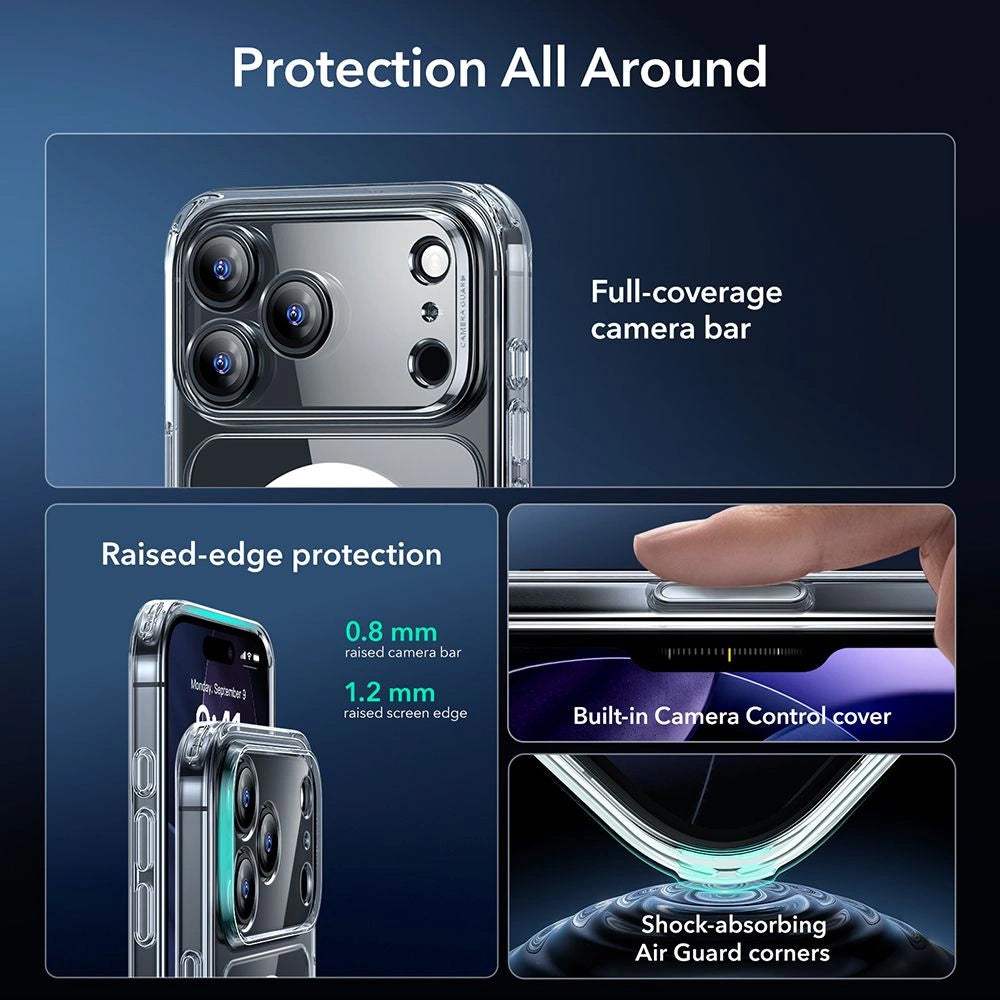 Puzdro MagSafe pre Apple iPhone 17 Pro Max, ESR, Classic Hybrid so Screen Protector, Transparentné