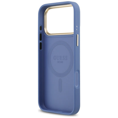Puzdro MagSafe pre Apple iPhone 17 Pro Max, Guess, 4G Classic, Modrá