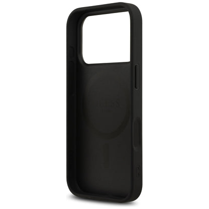 Puzdro MagSafe pre Apple iPhone 17 Pro Max, Guess, 4G Printed Stripes, Čierne