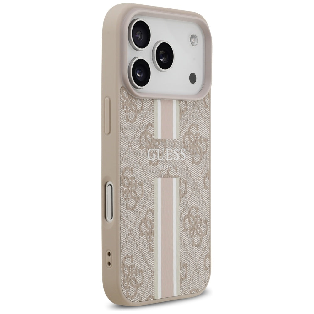 Puzdro MagSafe pre Apple iPhone 17 Pro Max, Guess, 4G Printed Stripes, Ružová