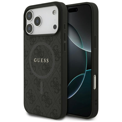 Puzdro MagSafe pre Apple iPhone 17 Pro Max, Guess, 4G Ring Classic Logo, Čierne