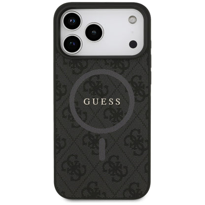 Puzdro MagSafe pre Apple iPhone 17 Pro Max, Guess, 4G Ring Classic Logo, Čierne